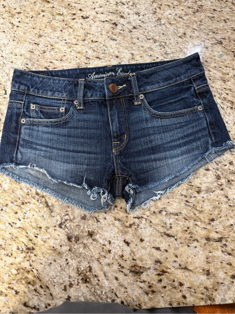 American Eagle Dark Wash Blue Jean Short Shorts 2